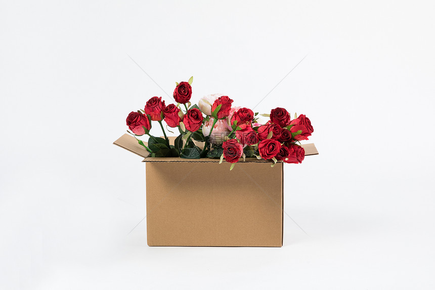 快递盒里的鲜花图片