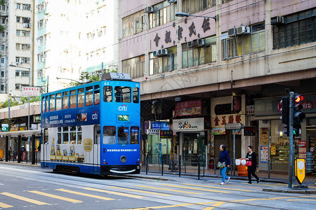 港式车仔肠粉香港电车背景