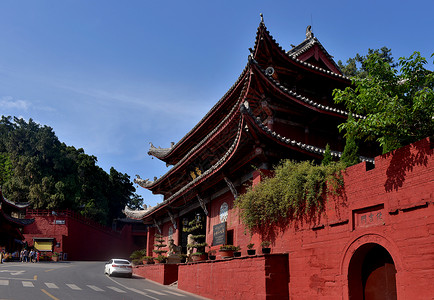 全国红色旅游线路四川梓潼县七曲山大庙景区背景