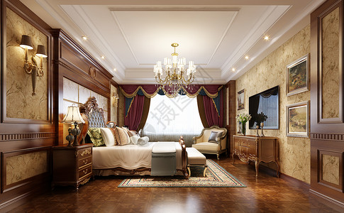 古典背景墙中式古典客厅室内设计效果图背景