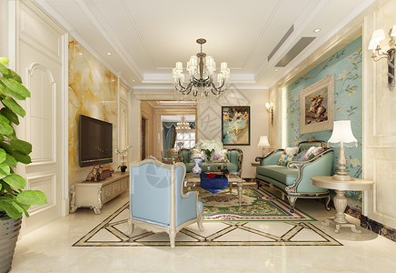地中海地毯地中海风情客厅室内效果图背景