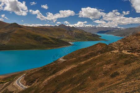 西藏山南地区羊卓雍错湖泊背景图片
