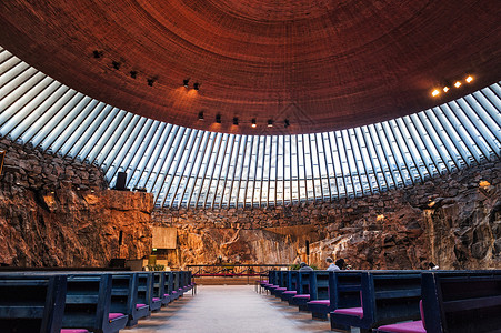 北欧旅行展架赫尔辛基岩石教堂背景