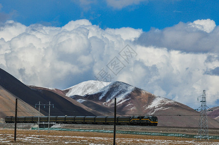 青藏高原上的火车背景图片