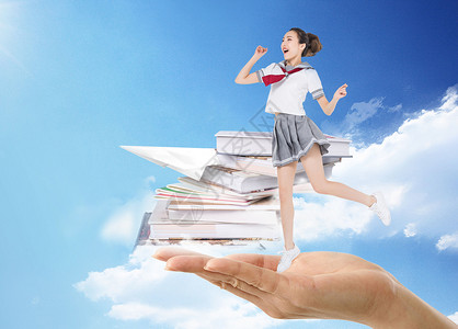 飞在空中的人在书本中遨游的学生设计图片