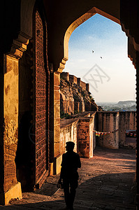 古堡走廊印度焦特布尔市梅兰加尔城堡背景