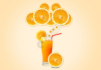 鲜茶树菇冰镇鲜橙果汁设计图片