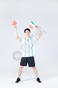 世界杯运动  人像手拿国旗背景图片