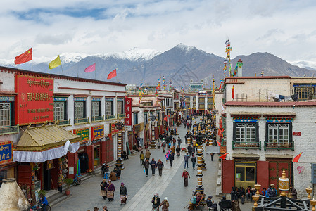 中国西藏自治区拉萨八廓街背景
