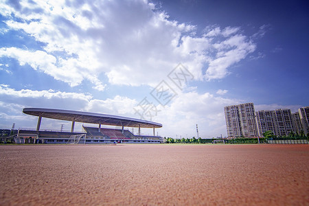 蓝色体育场大学校园体育场背景