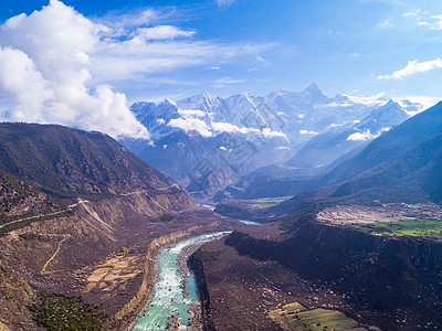 洛迦山西藏南迦巴瓦风景山川河流背景