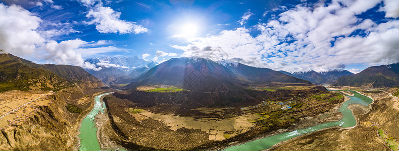 西藏南迦巴瓦风景山川河流背景图片