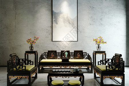 色彩漂亮中式客厅空间设计图片