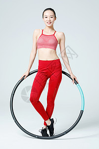 健身运动女性转呼啦圈背景图片