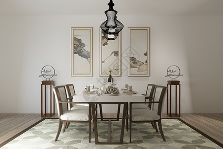 中式桌餐中式餐厅空间场景设计图片