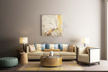 白沙壁画复式客厅空间场景设计图片