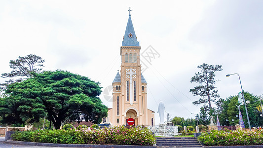 越南大叻大教堂高清图片