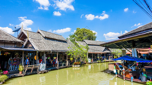 泰国水上集市泰国曼谷水上市场背景