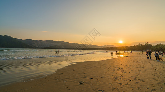 海南三亚海滩日落图片