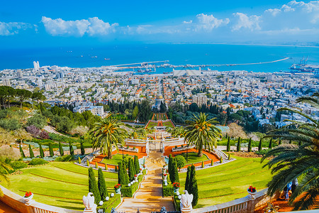 花园景色以色列海法空中花园背景