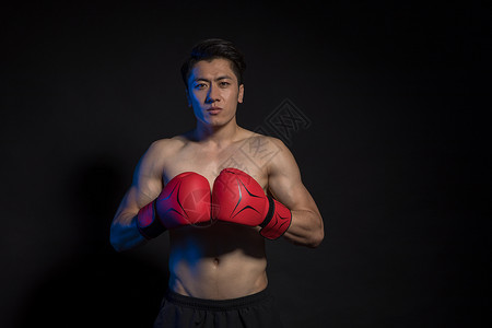运动男性拳击肌肉创意照背景图片