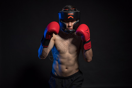 运动男性拳击肌肉创意照高清图片