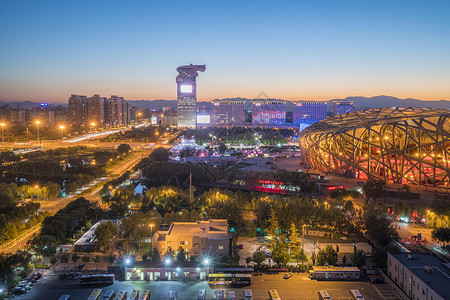 北京鸟巢盘古大楼高清图片