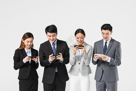 商务团队玩手机高清图片