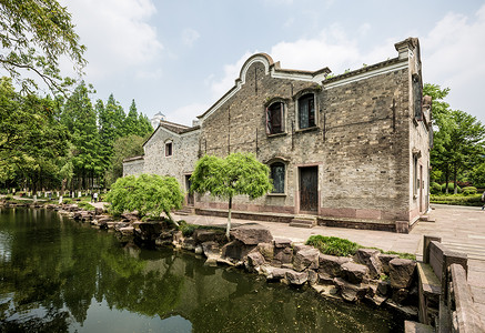 月湖风景民国特色建筑卢宅背景