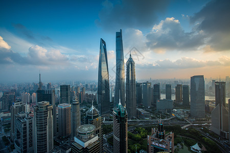 上海城市建筑日落风光图片