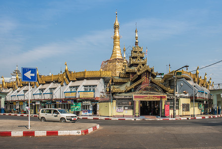 缅甸街道缅甸仰光街景背景