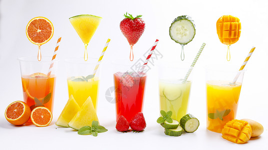 果汁饮品边框夏季果汁系列背景