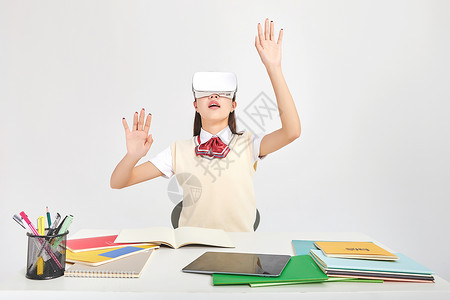 女高中形象虚拟现实动作高清图片