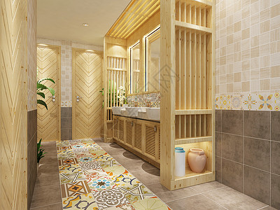 中式洗手间过道效果图背景图片
