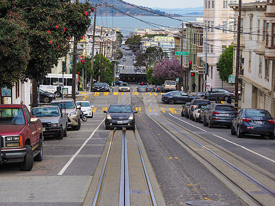 旧金山街道斜坡背景图片