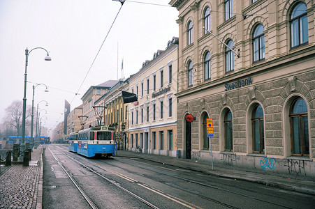 瑞典哥德堡街景有轨电车背景