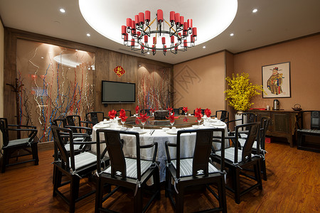 中式圆桌中式风格餐厅背景