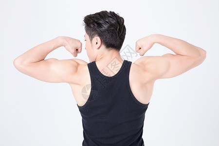 运动健身男性人像肌肉展示背影图片
