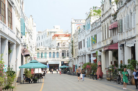 海口骑楼老街背景图片