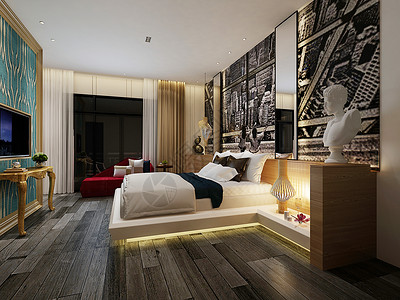 3DMAX现代卧室效果图背景