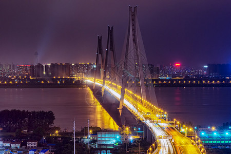 市貌武汉二七长江大桥夜景背景