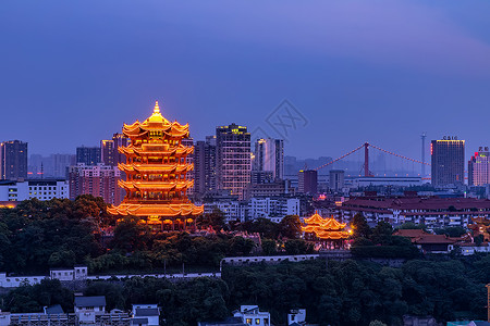 地标霓虹灯黄鹤楼夜色背景