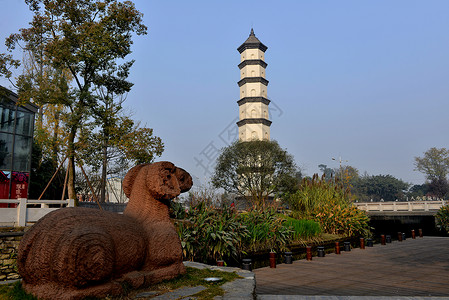 成都天府新区打造的铁像寺水街高清图片