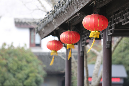 中国传统的灯笼古建筑背景图片
