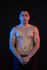 形象照黑运动男性肌肉身材展示创意形象照背景