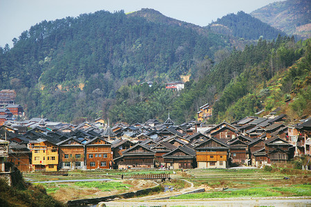 黎平肇兴侗寨贵州肇兴侗族寨子背景