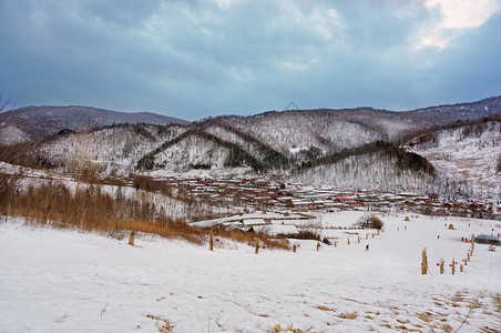 雪乡滑雪冬季东北雪谷雪乡雪景背景