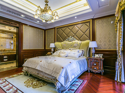 简约奢侈品主图温馨舒适的家居卧室背景