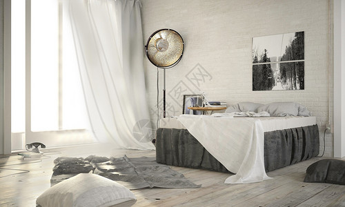 白床美式loft风格室内家居设计图片
