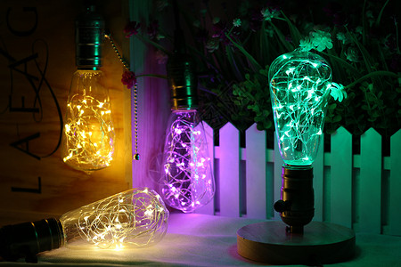 七彩创意灯泡产品拍摄 LED 装饰灯泡背景